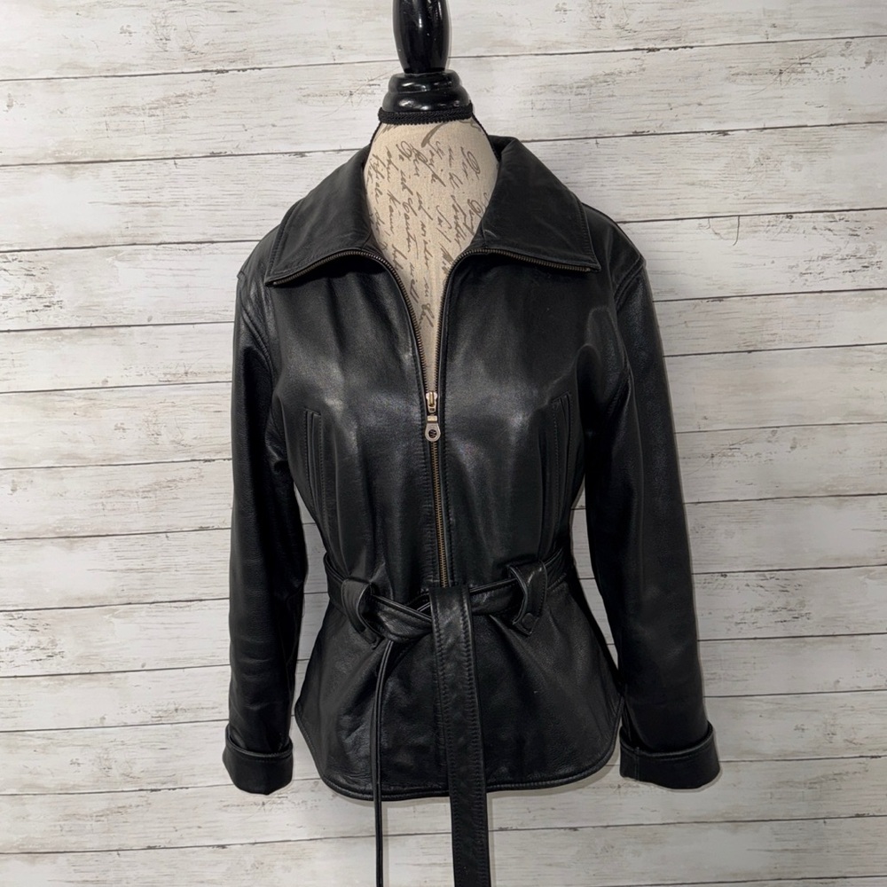 Ital Leather Collection Belted Jacket